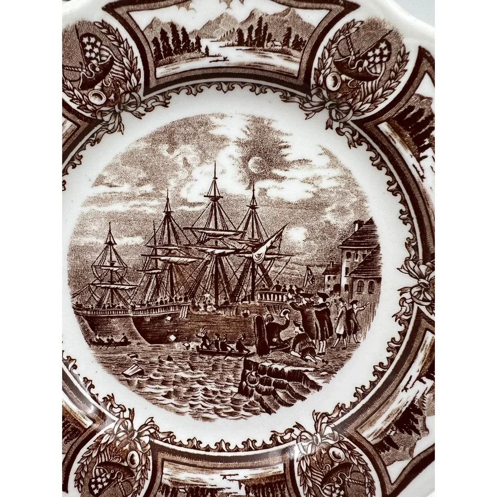 J.G. Meakin Americana Style House Ironstone Salad Plates Brown Transferware 2